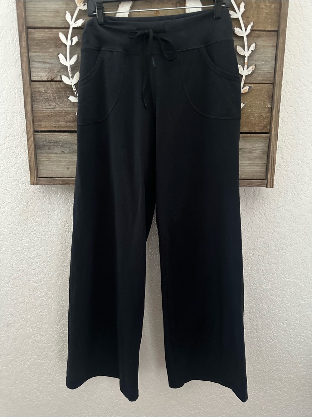Lululemon Still Pant Black Wide Leg Drawstring Lounge Pants size 8
